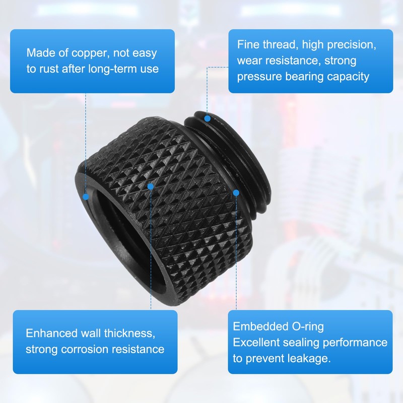 sourcing map 4pcs Water Cooling Adapter G1/4" Thread Male to