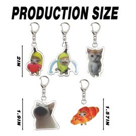 Ethlomoer 5 Cute and Funny Keychains for Backpacks and Cars, Kawaii Cat Keychains Set,featuring Cute Banana Cats (cat)