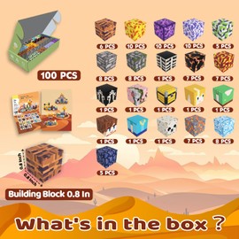 SSAWER Magnetic Blocks - 100 PCS 0.8 in Magnetic Building Blocks Toys for Kids, Stacking Magnets for Kids, STEM Sensory Toys, Christmas Birthday Gifts for Boys and Girls Ages 3+ Years Old（Sword）