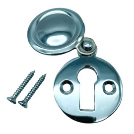 Polished Brass Round Keyhole Cover Escutcheon with Screws (1, Chrome)