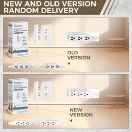 SakerPlus Outlet Concealer Power Strip-Outlet Cover Extender with 3AC Outlets-5ft Flat Plug Extension Cord,Universal Size,1625W for Kitchen, Home and Office,Child & Pet Safe(Dual 5 Foot)