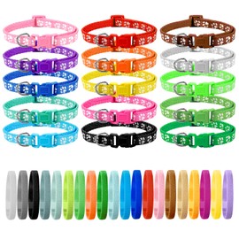 YFDFFSDCY 35 Pack Puppies Collar for Litter Colored Soft Nylon Puppy Whelping Collars Safety Quick Release Buckle Pup ID Collars Adjustable Newborn Puppy Litter Collars, 2 Styles (S)