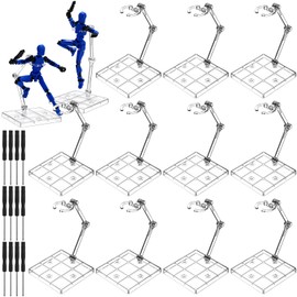 Colingmill 12 Pack Action Figure Stand Model Support Stand Clear Assembly Doll Accessories Action Figure Display Holder Base with Screwdriver Compatible with Gundam Hg/rg 1/144 (Square)