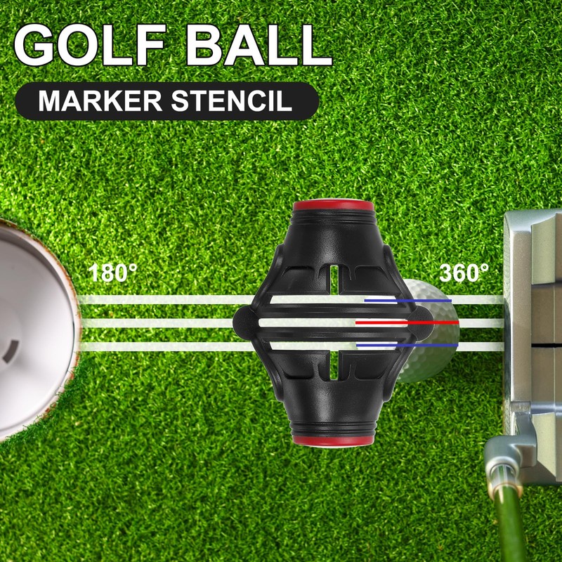 PATIKIL Golf Ball Marker Stencil 360 Degree Triple Track Golf