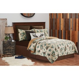 C&F Home 92" x 104" Rustic Pinecone King 3-Piece Bedding Quilt Set w/Sham Fall Autumn Harvest Winter Reversible Bedspread Coverlet Lodge Cabin Nature Bedroom Décor Decoration King 3 Piece Set