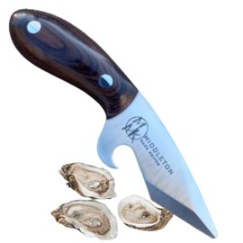 Middleton Made Knives Brew Shucker, Oyster Shucking Knife with Bottle Opener, Handmade & Professional Shucker Tool, USA Made, Walnut