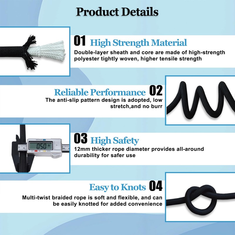 CRAYZA Double Braided Polyester Rope (1/2 in x 100 ft)