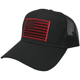 AC Racing Gorra de malla para camionero, diseño de bandera americana, color negro, Negro Rojo, Talla única