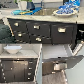 Dream Lighting RV Push Latch ARC Folding Home Drawer Cabinet Door Locks for Caravan Campervan Motorhome Boat Marine Cupboard Counter Zinc Alloy 4 PCS Pack