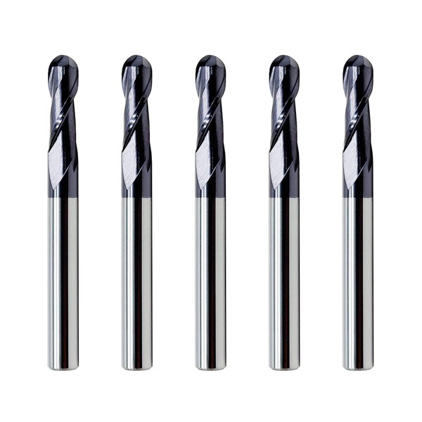 LU&MN 2-Flute End Mills, Carbide BallNose Mill Bits Sets for