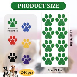 30 sheets 240pcs Dog Paw Glitter Temporary Tattoos, Paw Print Tattoo Face Tattoos Sticker Dog Paw Body Tattoos for Women Girls Face Body Accessories
