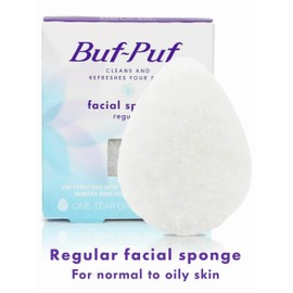 Buf-Puf Facial Sponge, Dermatologist Developed, Removes Deep Down Dirt & Makeup That Causes Breakouts and Blackheads, Reusable, Exfoliating, White, 2 Count