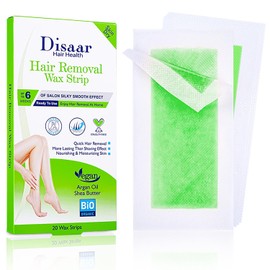 DISAAR BEAUTY Hair Removal Wax Strip Ready To Use At Home Armpit Leg Arm Bikini Area Natural Plant Extract Soothing Soft Skin 20PCS (Dry Skin (Argan Oil + Shea Butter))