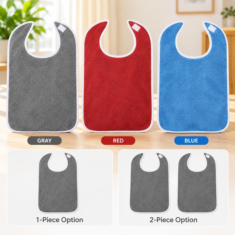 2 Pcs Adult Bibs for Eating – Large Terry Cloth