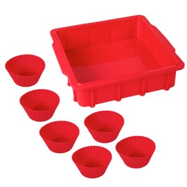 Nuwave Silicone Baking Kit with 8x8-inch Baking Pan & Reusable Cupcake Liners