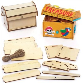 Baker Ross Mini Wooden Chest Kits - Pack of 3, Wood Crafts for Children (FC393)