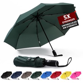 Anntrue Windproof Travel Umbrella, Auto Open Close Lightweight Compact Portable Backpack Folding Umbrella, Perfect for Car, Purse, Men and Women(Dark Green)