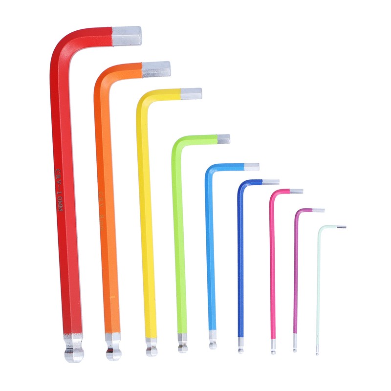 9Pcs Hex Wrench Ball End Colourful Long Arm Metal Key