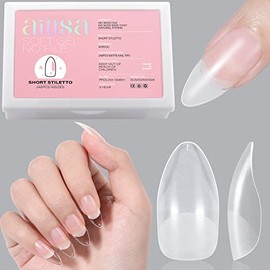 AILLSA Puntas de uñas Stiletto - Puntas de uñas de gel mate mejoradas, pre-limadas, suaves, de cobertura completa, 240 piezas, puntas de uñas postizas