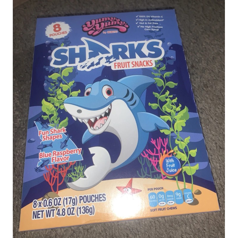 Yumy, Yumy by Bebeto/Kervan Sharks Gummies Fruit Snacks 8 Pouches