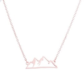 coadipress Minimalist Snowy Mountain Necklace Hiking Mountain Peak Pendants Necklaces Jewelry Climbing Nature Outdoor Lovers Gifts (Rose Gold)