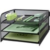 Paper Letter Tray with Handle, 3 Tier Metal Mesh Desk