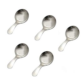 5PCS Stainless Steel Short Handle Spoons Mini Salt Spoons Condiments Spoon Dessert Spoon Tea Coffee Spoons Round Spoons Kid Spoons Ice Cream Spoon (Silver)