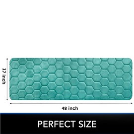 Fovlaurs Memory Foam Bath Mat Bathroom Rugs Soft Thick Non Slip Water Absorbent Carpet for Tub Shower Floor Machine Washable Dry, 17x48 Inch, Teal