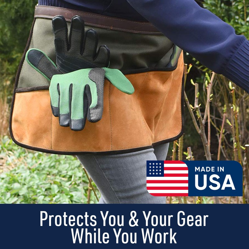 Garden Apron with Pockets - Cowhide Suede and Water-Repellent Military-Grade