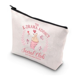 WSNANG K-Drama Gift K-Drama Addict Social Club Makeup Bag Korean Drama Fans Cosmetic Bag Korean Drama Addict Gift (K-Drama Addict bag)