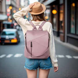 molshine Women PU Leather Backpack,Anti-Theft Travel Rucksack Fashion Casual Bag Shoulder Daypack Handbag Purse for Ladies Fits 13 inches Tablet Laptop (Lavender)