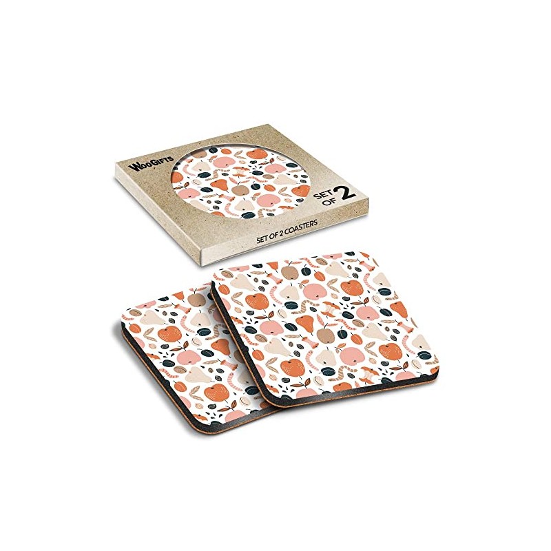 2 x Square Coasters - Organic Waste Pattern Earth Science