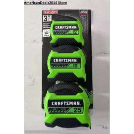 Craftsman 3 Piece - Craftsman High Visibility Vis 12 16 25 Ft. Tape Measure Set Green