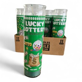 Lucky Lottery Candle – Veladora de Suerte para Ganar Lotería, Abundancia y Dinero | 8 Inch Green Spiritual Prayer Candle | Lotto Money Attraction Ritual