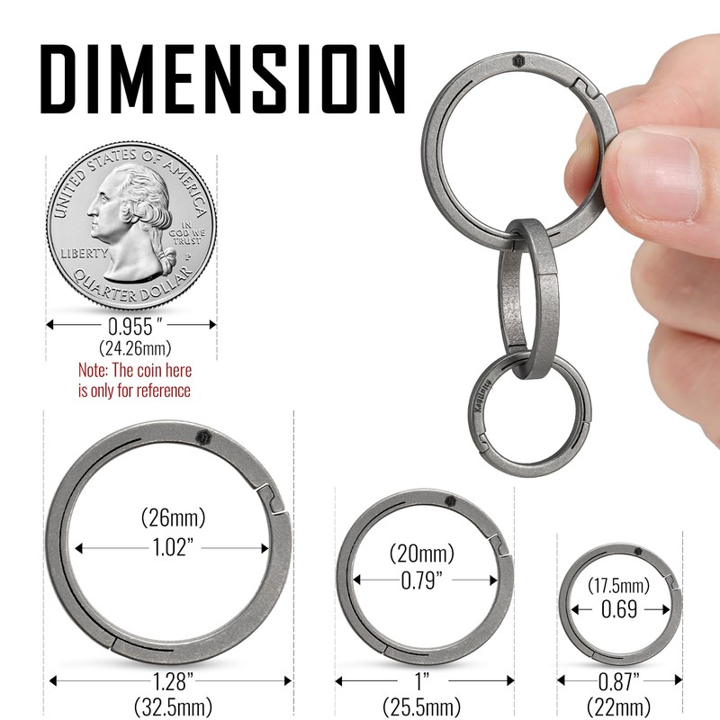 KeyUnity Titanium Side Print Keychain Minimalist Split Key Chain Quick