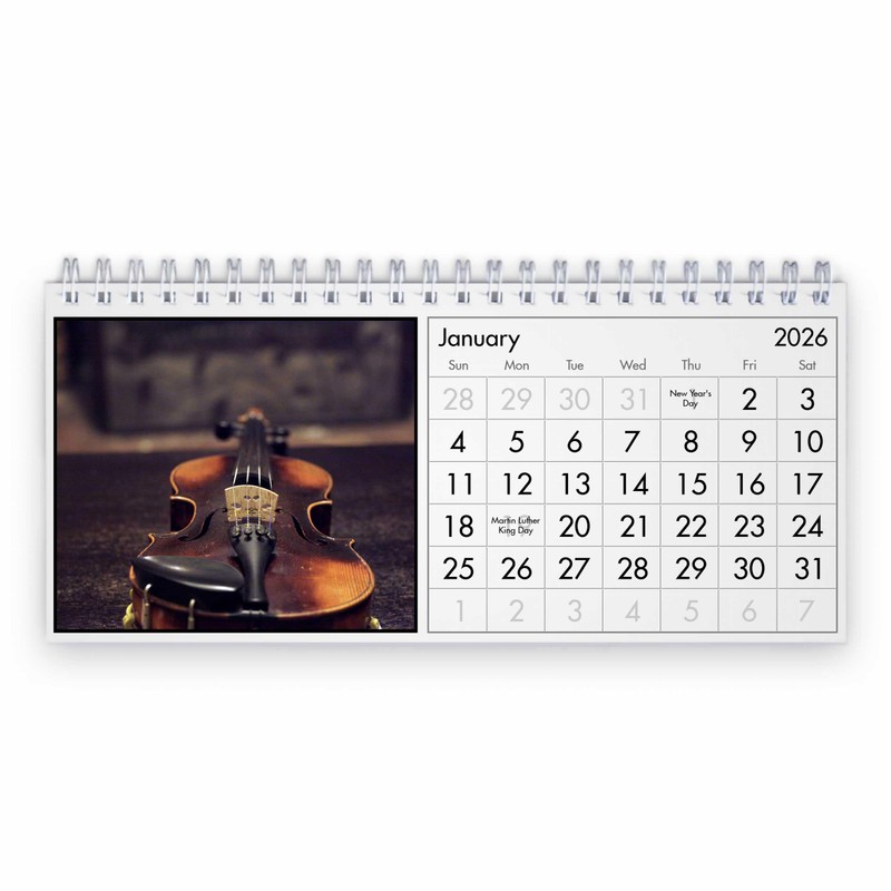 Violin 2026 Desk Calendar