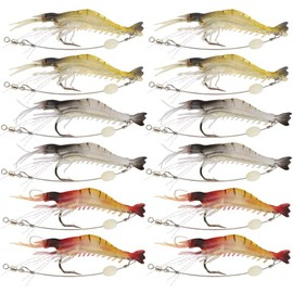 Shrimp Worm Shrimp Lures Fishing Lures Soft Worm Shrimp Lures Set Fishing Baits 6g 9cm Set of 12 Shrimp Worms Bass Fishing Lures