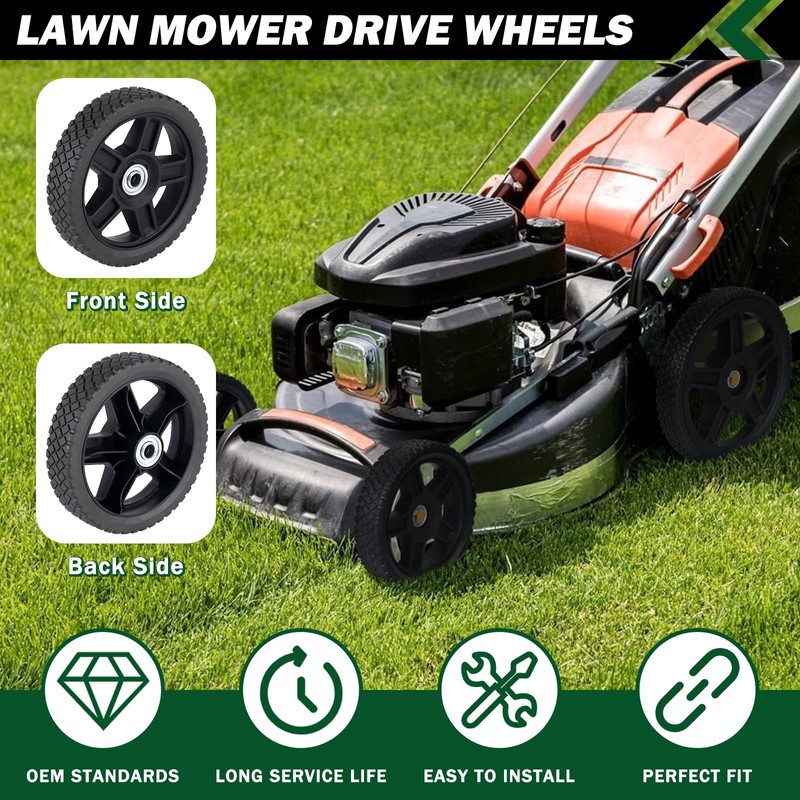 CheeMuii 4 Pcs 7 Inch Lawn Mower Wheels 4 Pack