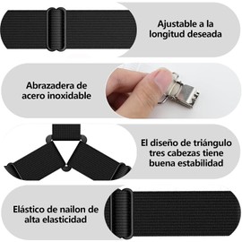 4 PCS Sujetadores para Sábanas,Triángulo Ajustable Tirantes elásticos Sujetador,Sujeta sabanas para sábanas Ajustables,Cojines de sofá,Fundas de colchones(4, Negro)