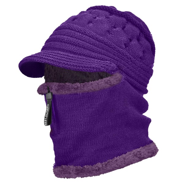 Yonchic Fleece Lined Beanie Hat, Elastic Soft Ear Protection Knitted