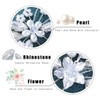 Asooll Pearl Flower Wedding Hair Pins Silver Crystal Hair Pieces