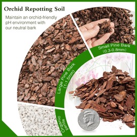 Orchid Bark Potting Mix,Premium Orchid Potting Mixture of Pine Bark and Perlite,Good Ventilation and Water Retention for Repotting Orchids and Growing Indoor Plants,1QT