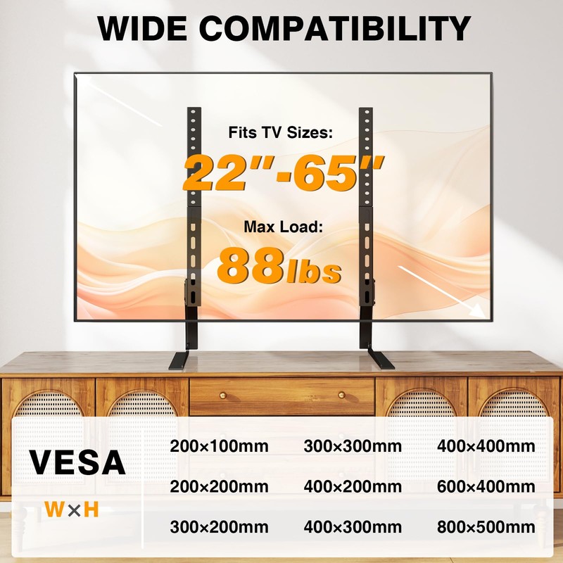 TAVR Universal Table Top TV Stand Base TV Legs for