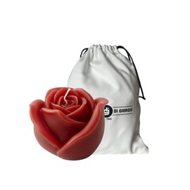 Cereria Di Giorgio - Candela a forma di Bocciolo di Rosa - Colore Rosso - Diametro 8 cm Altezza 8 cm - Sacchetto Regalo - Spring Collection - Artigianale