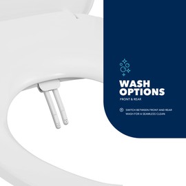 Niagara Hydrotech Non-Electric Bidet Seat – Fits Elongated Toilet Bowls, Front & Rear Wash Options, Adjustable Water Pressure for Added Comfort, No Electricity Required