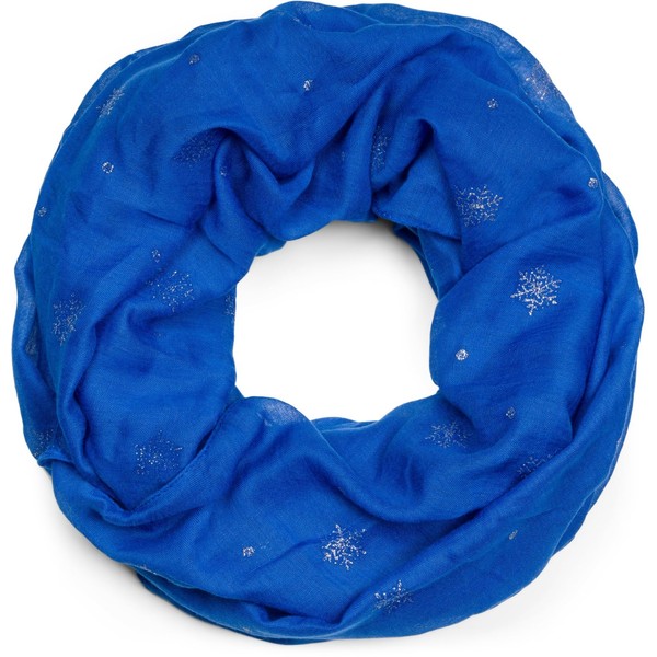 styleBREAKER Ladies Loop Scarf with Glitter Snowflake Print, Soft Tubular