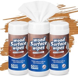 Threlaco 3 Pack 180 Count Wood Surfaces Wipes Wood Cleaner and Polish Wipes Furniture Floor Wet Cabinet Cleaner for Kitchen Bathroom Furniture Floors Cabinet Cleaning