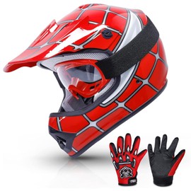 TCMT Youth Dirt Bike Helmet DOT Certified - Kids Full Face Motocross ATV Helmet with Goggles, Gloves and Helmet Bag for Off-Road, BMX, MX, Street Riding