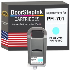 DoorStepInk Remanufactured in The USA Ink Cartridge Replacements for Canon PFI-701 700ML Photo Cyan for Printer imagePROGRAF iPF8000, iPF8000S, iPF8100, iPF9000, iPF9000s, iPF9100