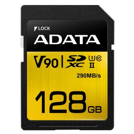 ADATA Premier One 128GB SDXC UHS-II U3 Class10 V90 3D NAND 4K 8K Ultra HD 290MB/s Tarjeta SD (ASDX128GUII3CL10-C)
